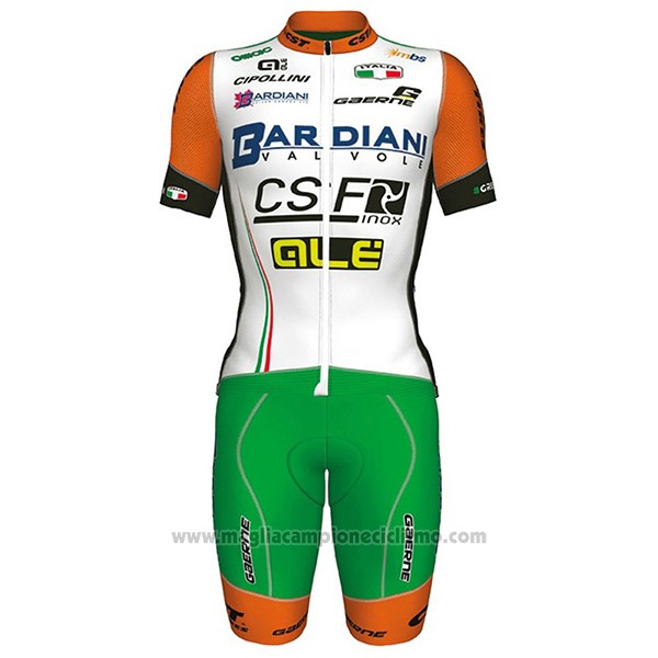2017 Abbigliamento Ciclismo Bardiani Csf Bianco e Verde Manica Corta e Salopette